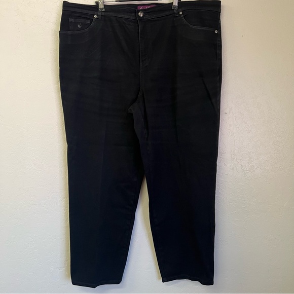 Gloria Vanderbilt Black Tapered Leg Stretch Jeans Sz 24W EUC - Picture 1 of 7